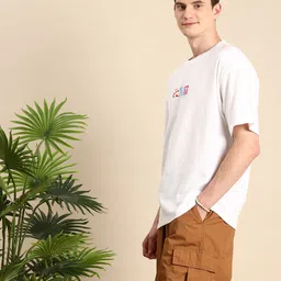 Mast & Harbour Pure Cotton Graphic Printed Drop-Shoulder Sleeves Oversized T-shirt image 5