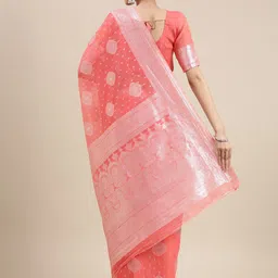 VAIRAGEE Pink Ethnic Motifs Zari Silk Cotton Saree image 2
