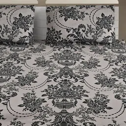 SWAYAM Black & White Ethnic Motifs 120 TC Cotton 1  King Bedsheet with 2 Pillow Covers image 5