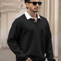 Powerlook Men Solid Polo Collar Cotton T-shirt image 4