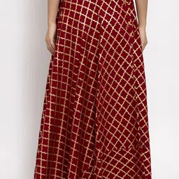 Clora Creation Women Maroon & Gold Printed Flared Maxi Skirt image 4