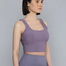 Skechers GOFLEX RIB  Full Coverage Lightly Padded UPF 40+ Workout Bra BR1-GYPR-GRAY/PURPLE image 4