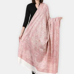 Pashtush Women Pink and Beige Woven Design Shawl image 3