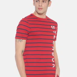Steenbok Men Red  Blue Printed Round Neck Pure Cotton T-shirt image 2