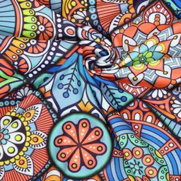 Cortina Blue & Orange Set of 2 Digital Printed Door Curtains image 4