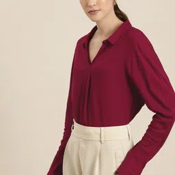 her by invictus Maroon Solid Top image 5