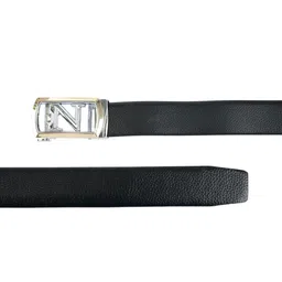 WINSOME DEAL Men Black Solid Auto Lock Belt image 2