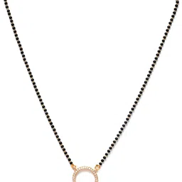 Bhana Fashion Gold-Plated Black & White AD-Studded Beaded Designer Mangalsutra image 3