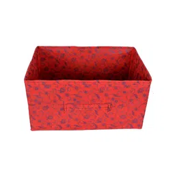 Kuber Industries Set Of 4 Red & Blue Metallic Floral Printed Storage Organizers image 4