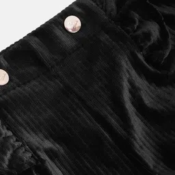 Cherry Crumble Girls Black Self-Striped Velvet Finish Regular Fit Shorts image 2