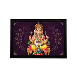 eCraftIndia Multicoloured Lord Ganesha Satin Matt Textured UV Wall Painting image 2