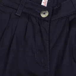 ELLE Girls Navy Blue Regular Fit Solid Regular Trousers image 3