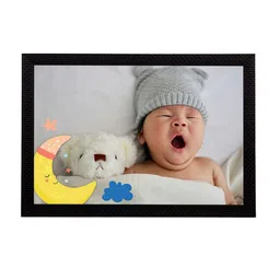 eCraftIndia White & Cream-Coloured Cute Baby Satin Matt Texture UV Wall Art image 3