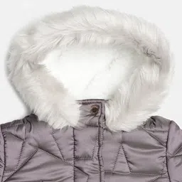 MINI KLUB Girls Grey Self Design Jacket image 2