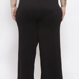 plusS Women Black Solid Straight Palazzos image 5