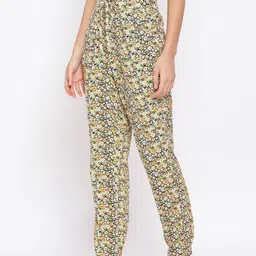 Oxolloxo Women Yellow Regular Fit Printed Regular Trousers image 4