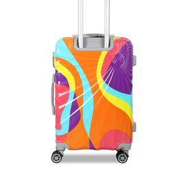 Polo Class Unisex Orange & Blue Printed Hard Side Medium Trolley Suitcase image 4
