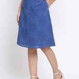 ROOTED Woman Blue Self-Design A-Line Knee-Length Skirt image 2