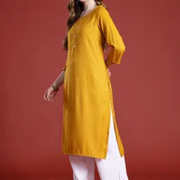 Anouk Striped Sequined Straight Kurta image 2