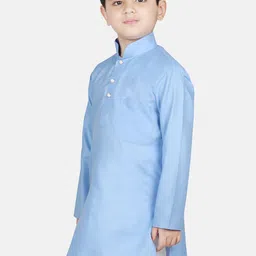 SG YUVRAJ Boys Turquoise Blue Solid Straight Kurta image 3