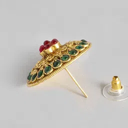 I Jewels Maroon & Green Circular Studs Earrings image 4