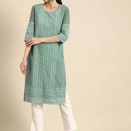 Anouk Floral Embroidered Chikankari Kurta image 5