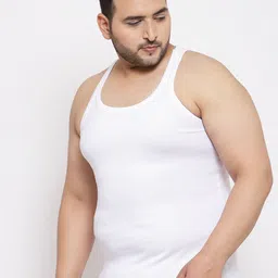 plusS Men Plus Size White Solid Innerwear Vests MSD9807 image 4