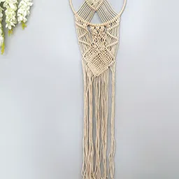 Homesake Beige Solid Hand-Made Macrame Hanging Dream Catcher Wall Decor image 3