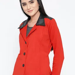Belle Fille Women Red Solid Tailored Jacket image 3