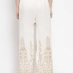 Clora Creation Women Cream-Coloured Printed Wide Leg Palazzos image 2