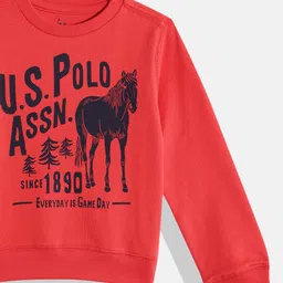 U.S. Polo Assn. Kids Boys Red Printed Cotton Sweatshirt image 2