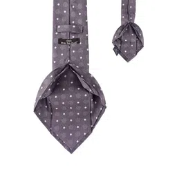 The Tie Hub Grey & Off-White Woven Design Broad Tie image 3