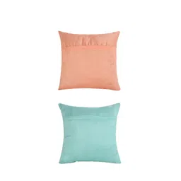 Alina decor Peach-Coloured & Sea Green Set of 2 Embellished Square Cushion Covers image 3