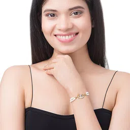 Moon Dust Women Gold-Toned & White Brass American Diamond Gold-Plated Charm Bracelet image 2