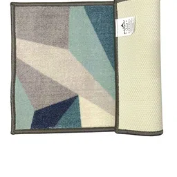 Athom Trendz Set Of 2 Blue & Cream-Coloured Colour-Blocked Anti-Skid Doormats image 5