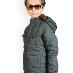 AD & AV Boys Green Solid Padded Jacket image 4