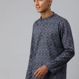 Manthan Men Ethnic Motifs Printed Satin Kurta image 4