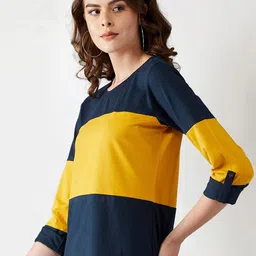Miss Chase Women Multicoloured Colourblocked Round Neck T-shirt-image-23