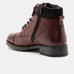 THOMAS CRICK Men Textured Leather Biker Boots image 2
