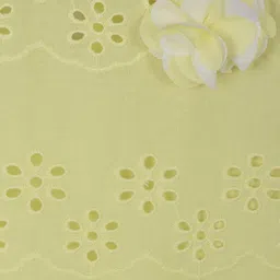 Miyo Girls Lime Green Self Design Pure Cotton Regular Top image 3