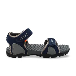 Sparx Men Navy Blue & Grey Solid Leather Sports Sandals image 4