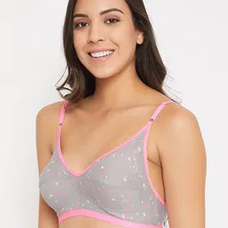 Clovia Grey & Pink Printed Non-Wired Non Padded Everyday Bra BR0185L0532C image 2