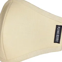 FLYING BERRY Adults Beige Pack Of 3 Solid 3-Ply Reusable Anti Pollution Linen N95 Masks image 5