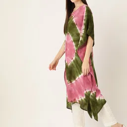 Maaesa Bandhani Dyed Flared Sleeves Crepe Kaftan Kurta image 3
