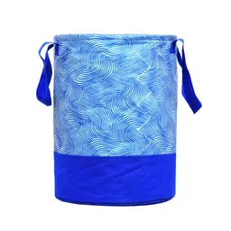 Kuber Industries Blue & White Printed Waterproof Canvas Laundry Bag image 5