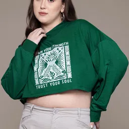 The Roadster Lifestyle Co. Plus Size Printed Crop Sweatshirt image 3