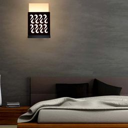 Gojeeva Black Wood Square Shaped Textured Contemporary Wall Lamp-picture-25