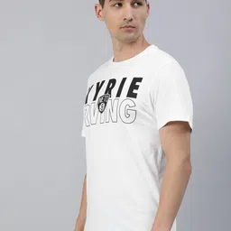 NBA Men White Brooklyn Nets Kyrie Irving Printed Basketball T-shirt image 5