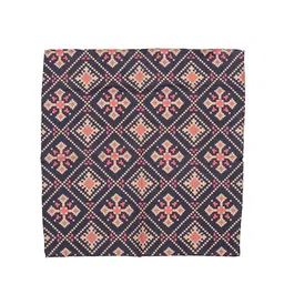 The Tie Hub Men Navy Blue & Pink Patola Checks Pocket Square image 3