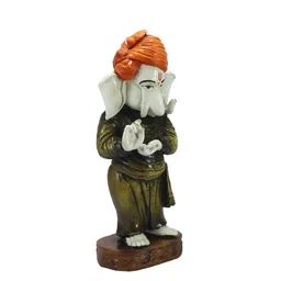 eCraftIndia White & Orange Lord Ganesha Decorative Showpiece image 5